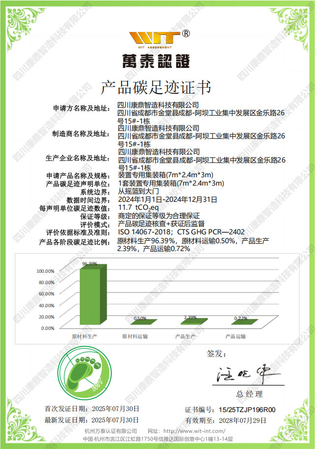 产品碳足迹证书